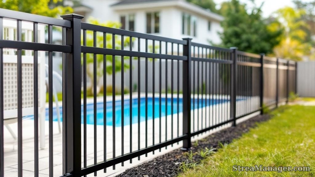 Aluminum Fence Side Yard Black - aluminum fence