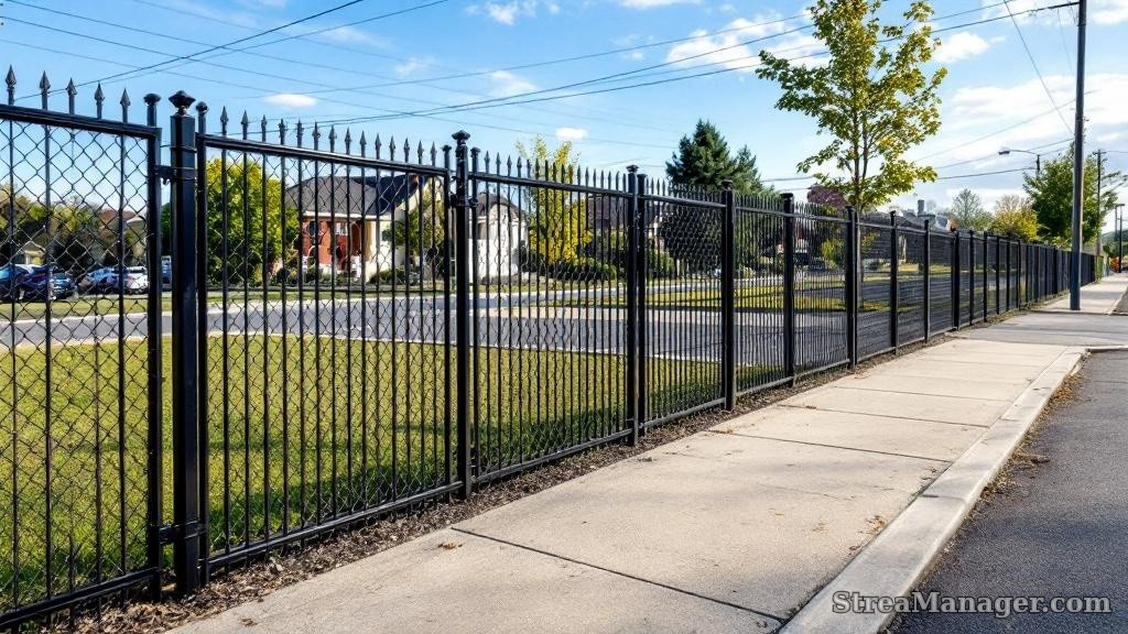 Steel Fence Corner Property - professional fence installation