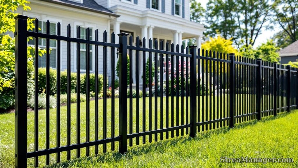 Aluminum Fence Diagonal Bars Front Yard Black - aluminum fence
