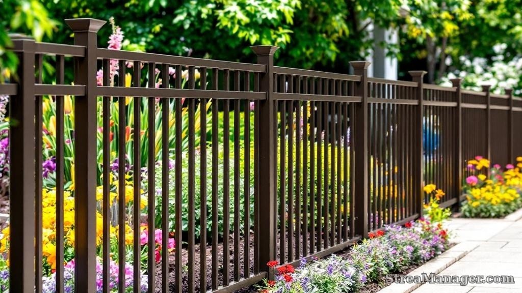 Aluminum Fence Diagonal Bars Garden Bronze - aluminum fence