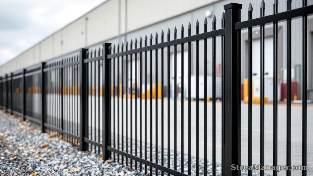 Aluminum Fence Diagonal Bars Industrial Black - aluminum fence