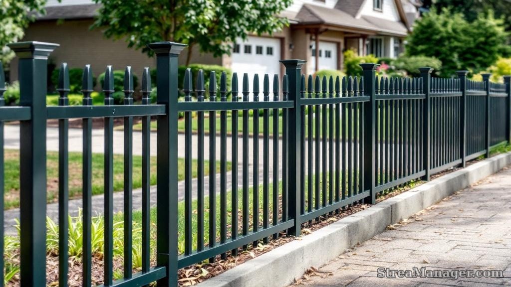 Aluminum Fence Diagonal Narrow Driveway Dark green - aluminum fence