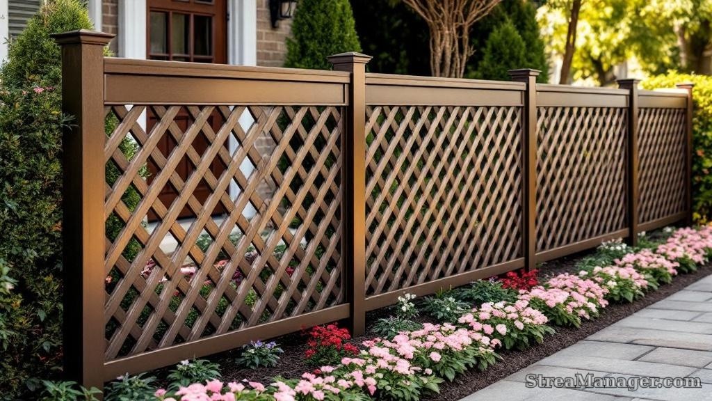Aluminum Fence Diagonal Narrow Garden Bronze - aluminum fence