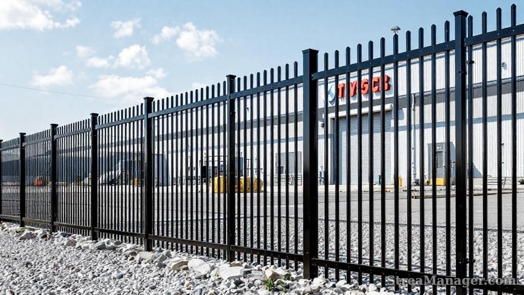 Aluminum Fence Diagonal Narrow Industrial Black - aluminum fence