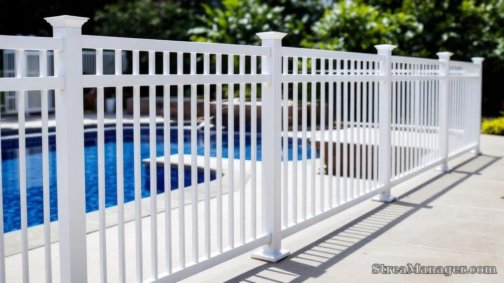 Aluminum Fence Diagonal Narrow Pool Area White - aluminum fence