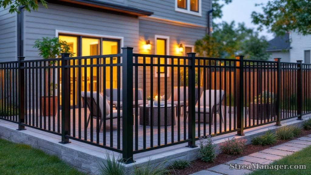 Aluminum Fence Diagonal Bars Patio Black - aluminum fence