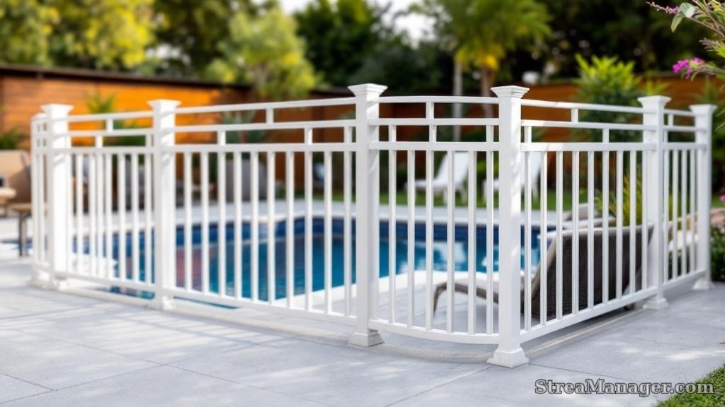 Aluminum Fence Diagonal Bars Pool Area White - aluminum fence