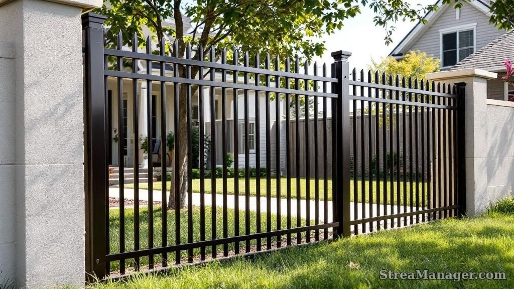 Aluminum Fence Diagonal Bars Property Line Bronze - aluminum fence