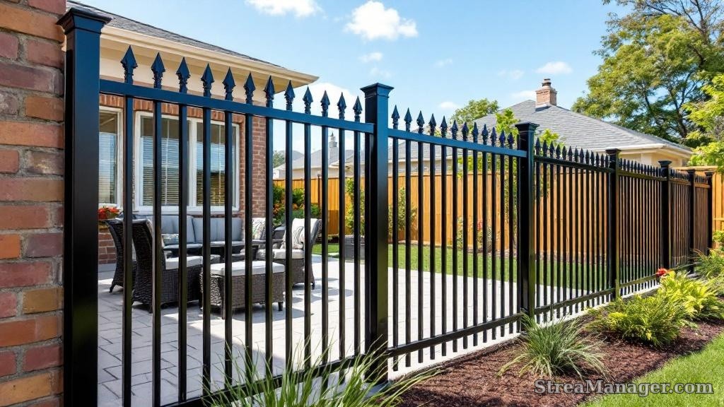 Aluminum Fence Diagonal Wide Backyard Bronze - aluminum fence