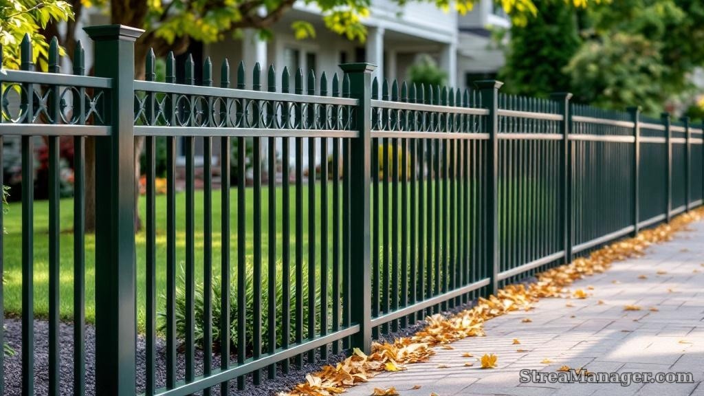 Aluminum Fence Diagonal Wide Driveway Dark green - aluminum fence