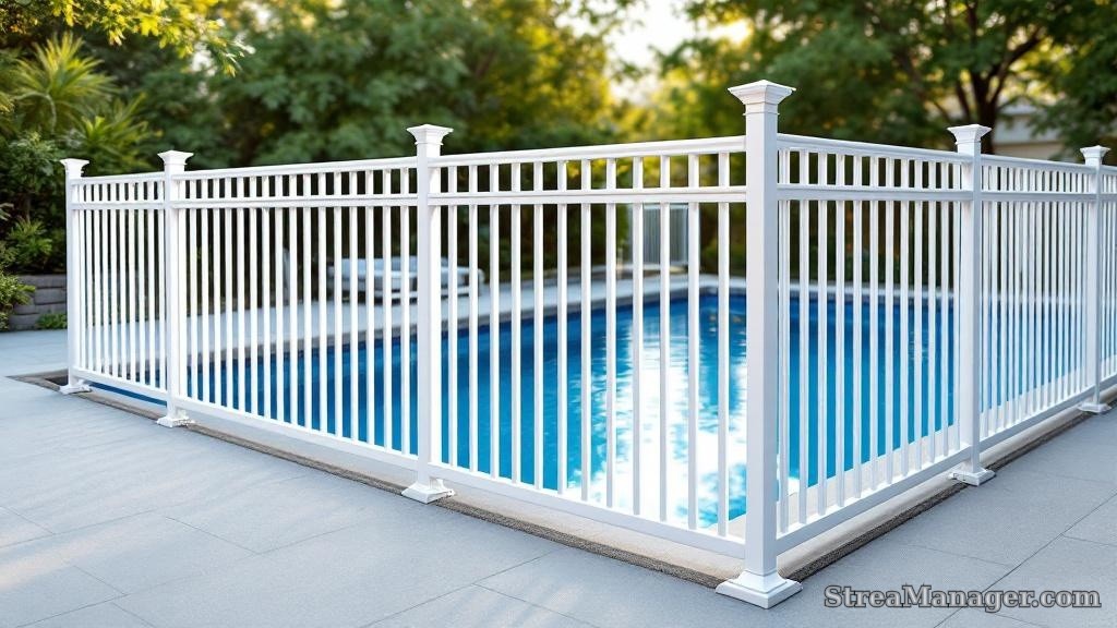 Aluminum Fence Diagonal Wide Pool Area White - aluminum fence