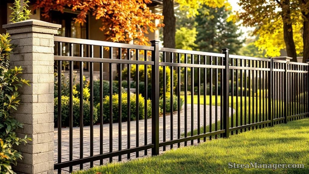 Aluminum Fence Diagonal Wide Property Line Bronze - aluminum fence