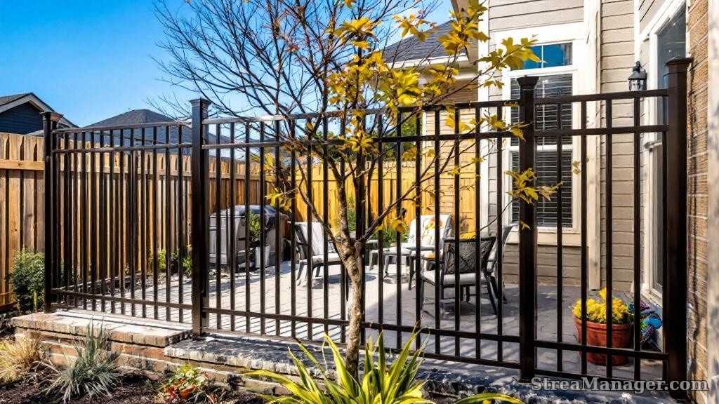 Aluminum Fence Extra Wide Backyard Bronze - aluminum fence