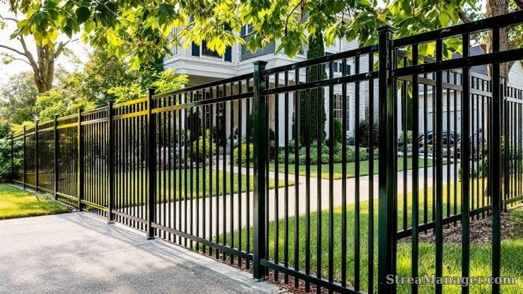 Aluminum Fence Extra Wide Driveway Dark green - aluminum fence