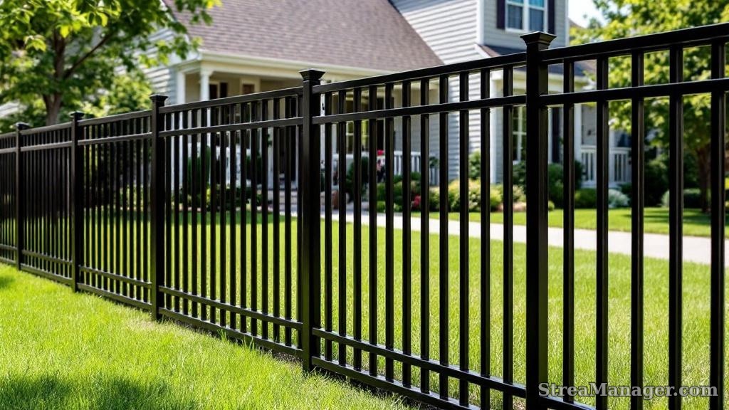Aluminum Fence Extra Wide Front Yard Black - aluminum fence