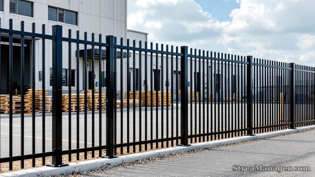Aluminum Fence Extra Wide Industrial Black - aluminum fence