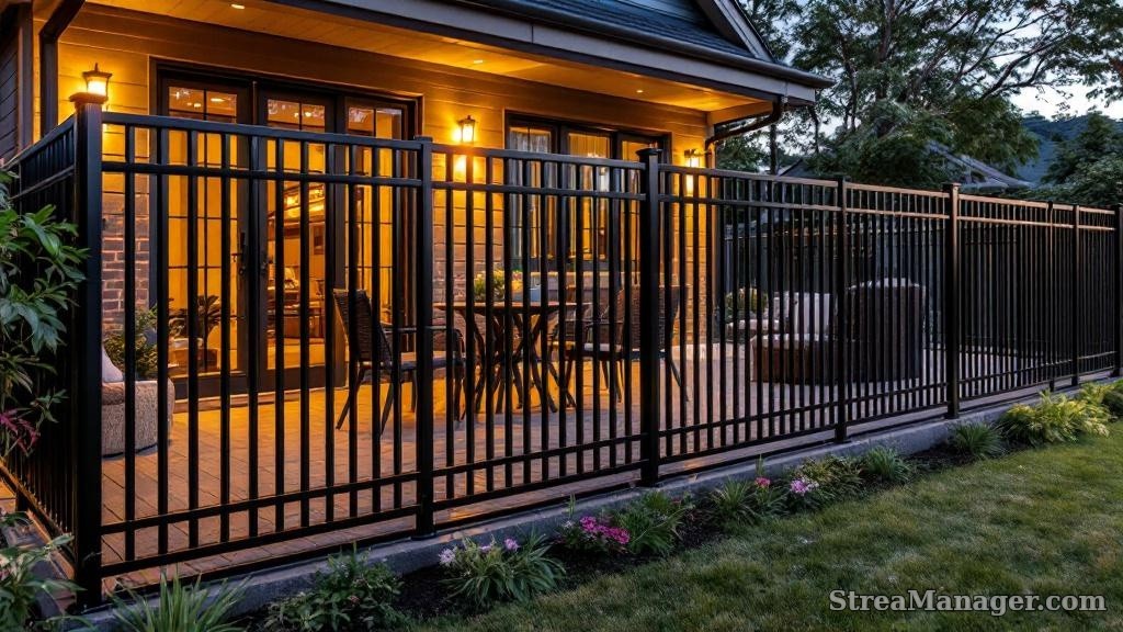 Aluminum Fence Extra Wide Patio Black - aluminum fence