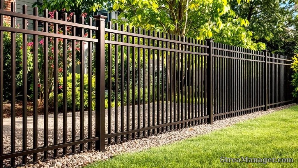 Aluminum Fence Extra Wide Property Line Bronze - aluminum fence