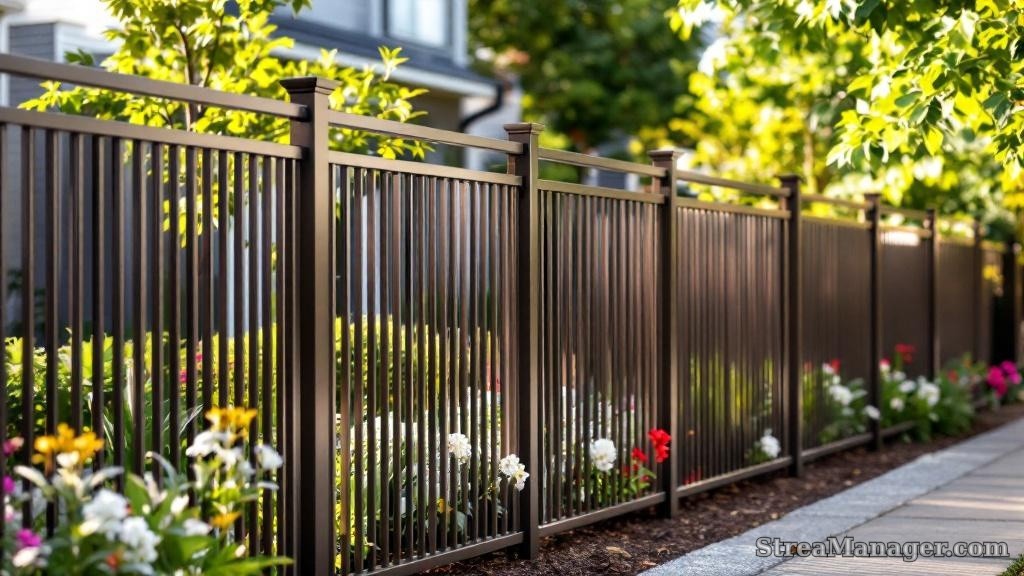Aluminum Fence Narrow Pickets Garden Bronze - aluminum fence