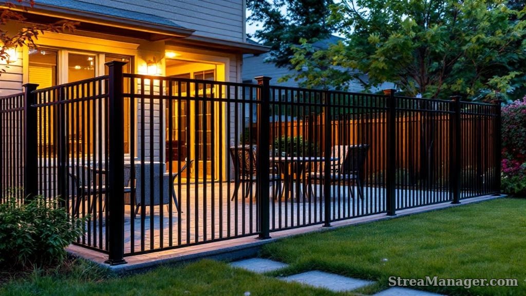 Aluminum Fence Narrow Pickets Patio Black - aluminum fence