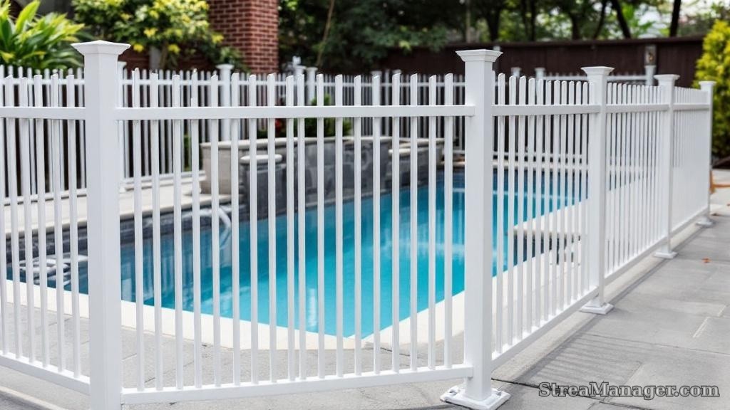 Aluminum Fence Narrow Pickets Pool Area White - aluminum fence