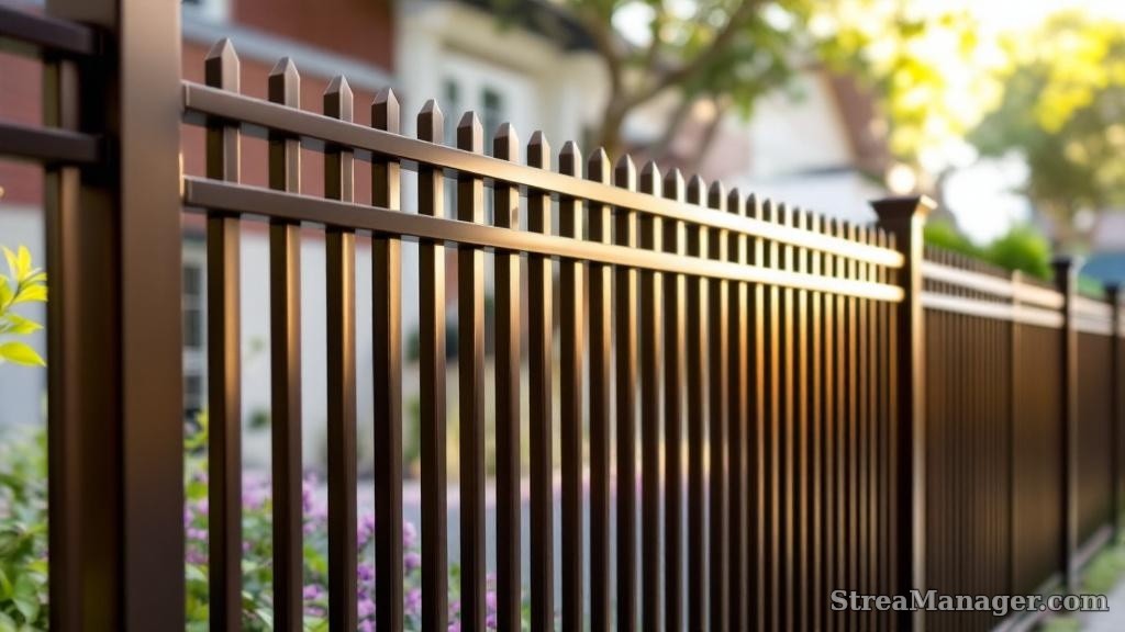 Aluminum Fence Narrow Pickets Property Line Bronze - aluminum fence