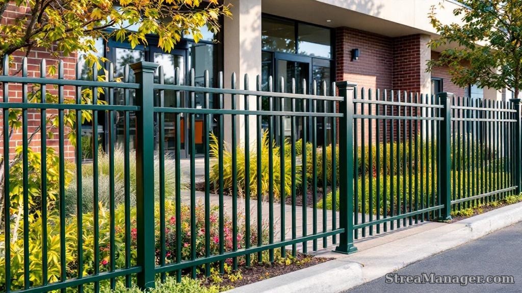 Aluminum Fence Short Height Commercial Dark green - aluminum fence