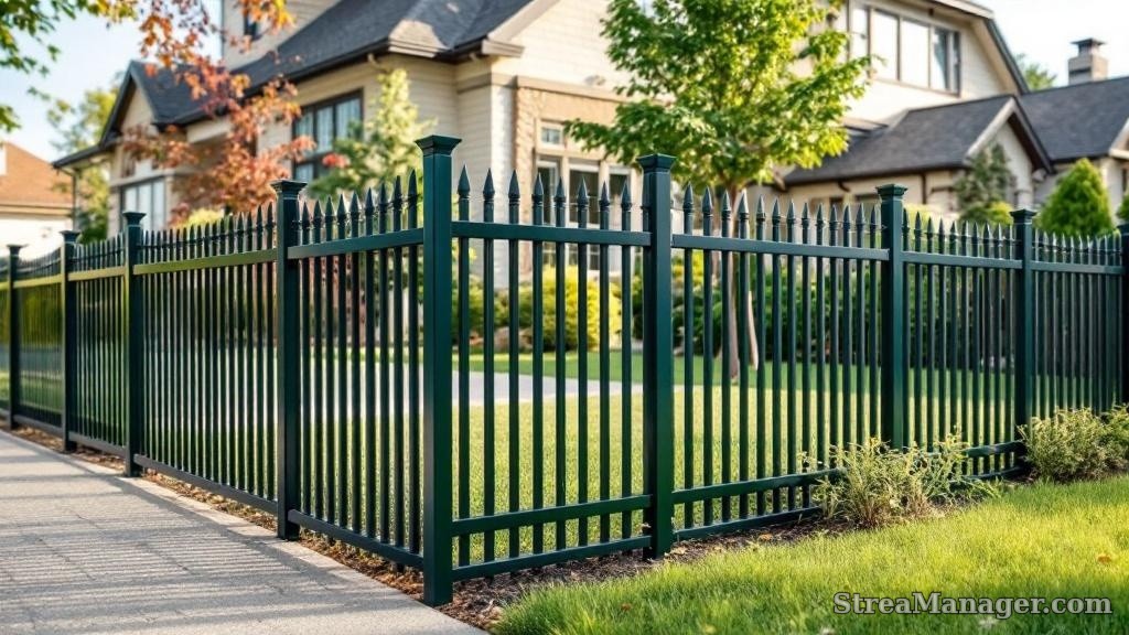 Aluminum Fence Short Height Driveway Dark green - aluminum fence