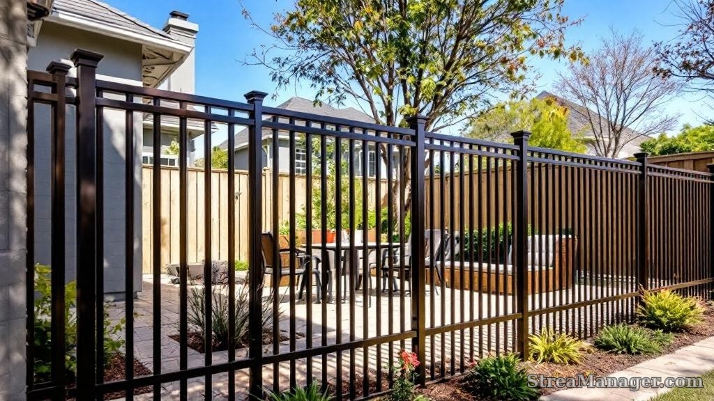 Aluminum Fence Backyard Bronze - aluminum fence