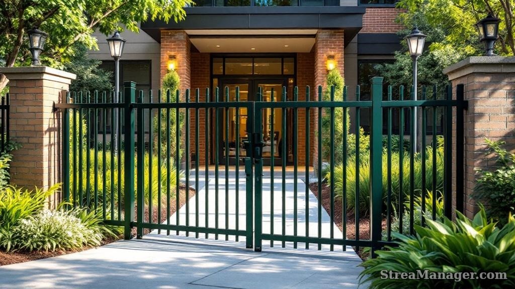 Aluminum Fence Commercial Dark green - aluminum fence