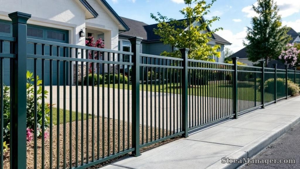 Aluminum Fence Driveway Dark green - aluminum fence