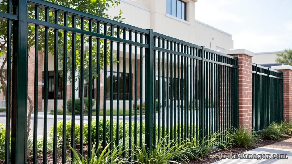Aluminum Fence Tall Height Commercial Dark green - aluminum fence