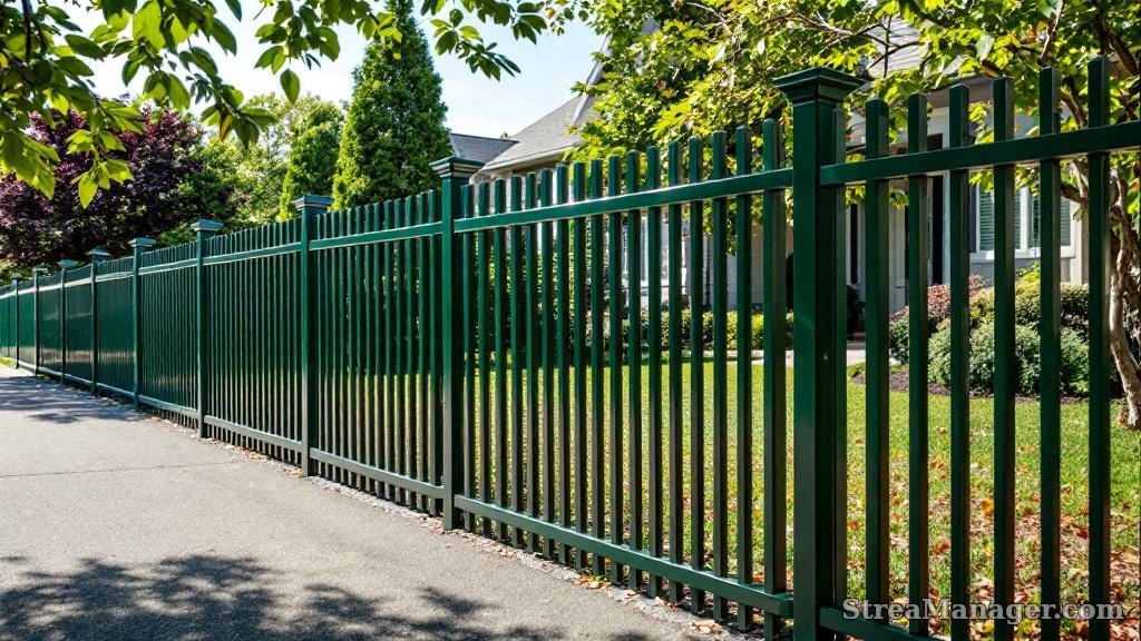Aluminum Fence Tall Height Driveway Dark green - aluminum fence
