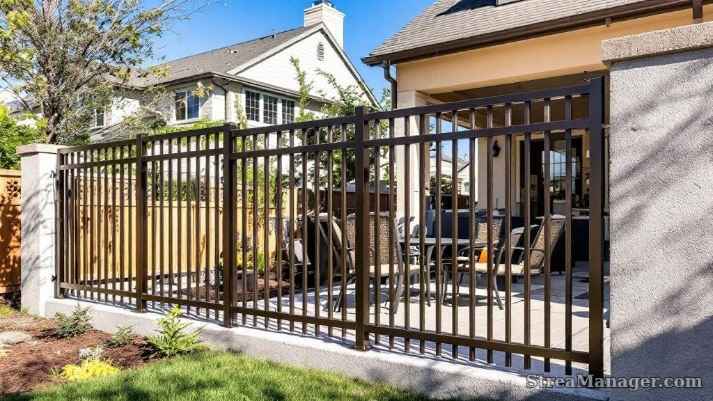 Aluminum Fence Wide Pickets Backyard Bronze - aluminum fence