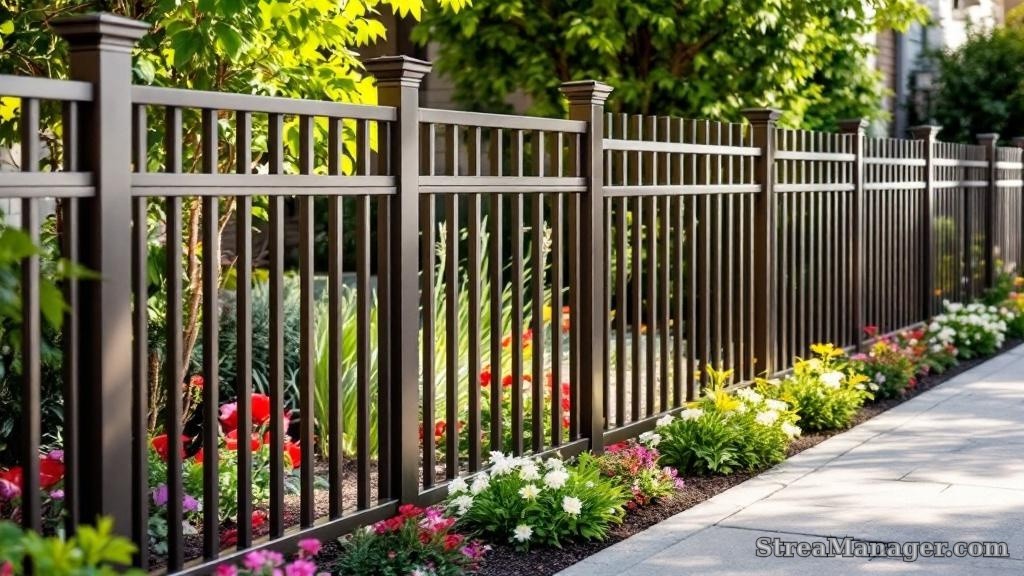 Aluminum Fence Wide Pickets Garden Bronze - aluminum fence