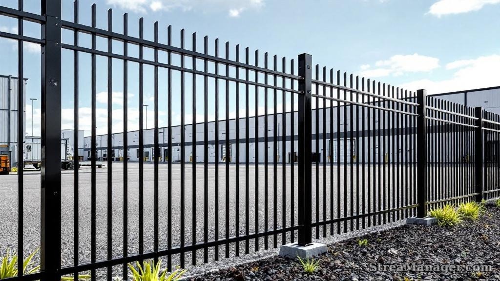 Aluminum Fence Wide Pickets Industrial Black - aluminum fence