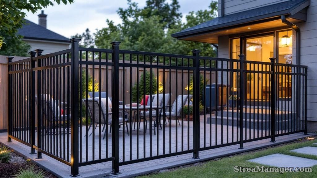 Aluminum Fence Wide Pickets Patio Black - aluminum fence