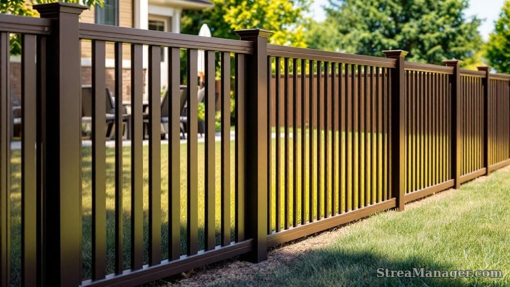 2 Rail Aluminum Fence Backyard Bronze - aluminum fence