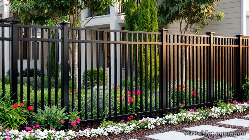 2 Rail Aluminum Fence Decorative Black - aluminum fence
