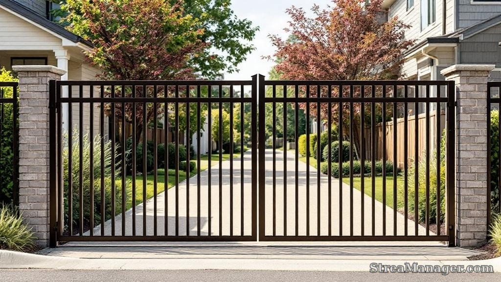 2 Rail Aluminum Fence Driveway Bronze - aluminum fence