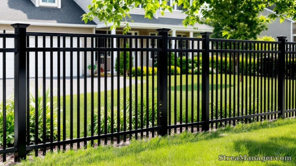 2 Rail Aluminum Fence Front Yard Black - aluminum fence