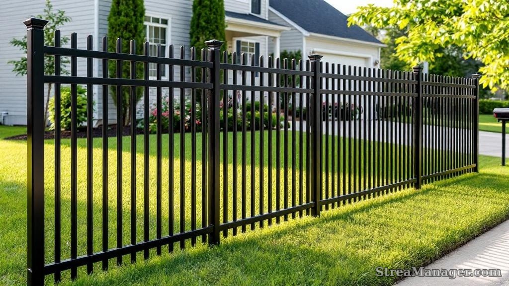 2 Rail Aluminum Fence Front Yard Black - aluminum fence