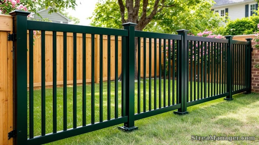 2 Rail Aluminum Fence Pet Area Dark green - aluminum fence
