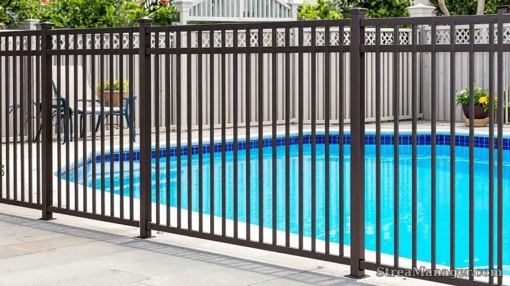 2 Rail Aluminum Fence Pool Bronze - aluminum fence