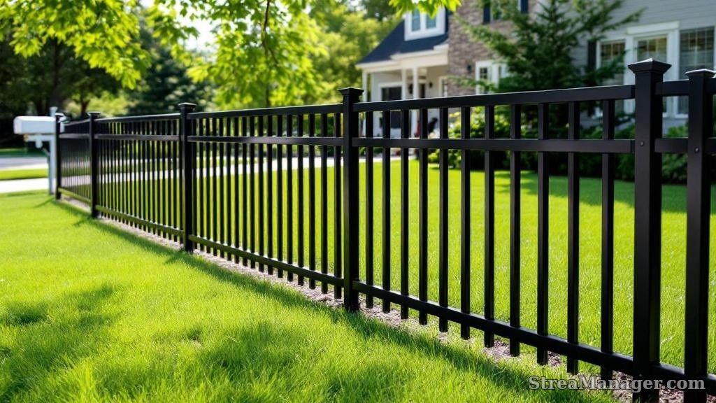 2 Rail Aluminum Fence Front Yard Black - aluminum fence
