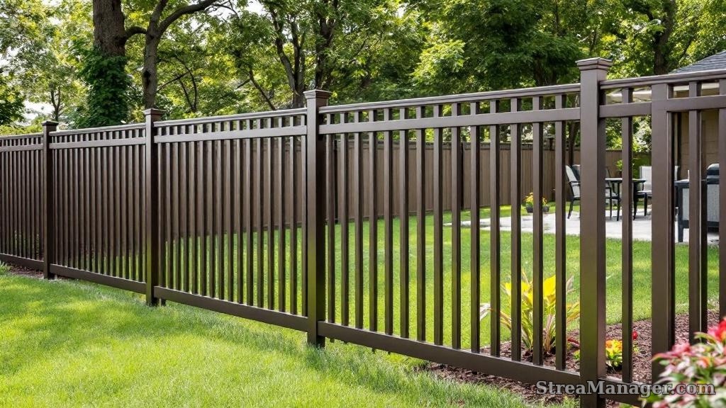 Aluminum Fence Backyard Bronze - aluminum fence