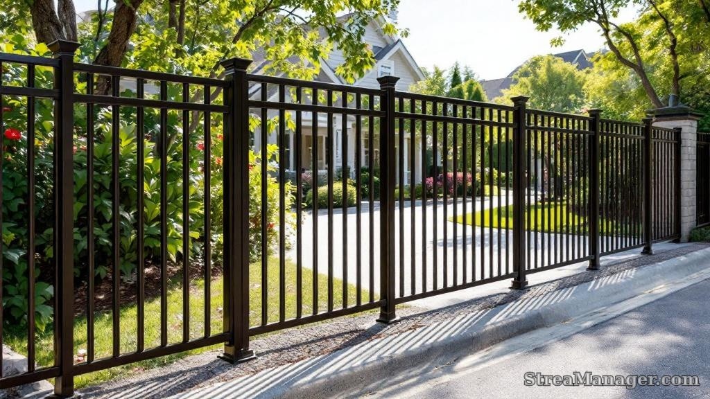 Aluminum Fence Driveway Bronze - aluminum fence