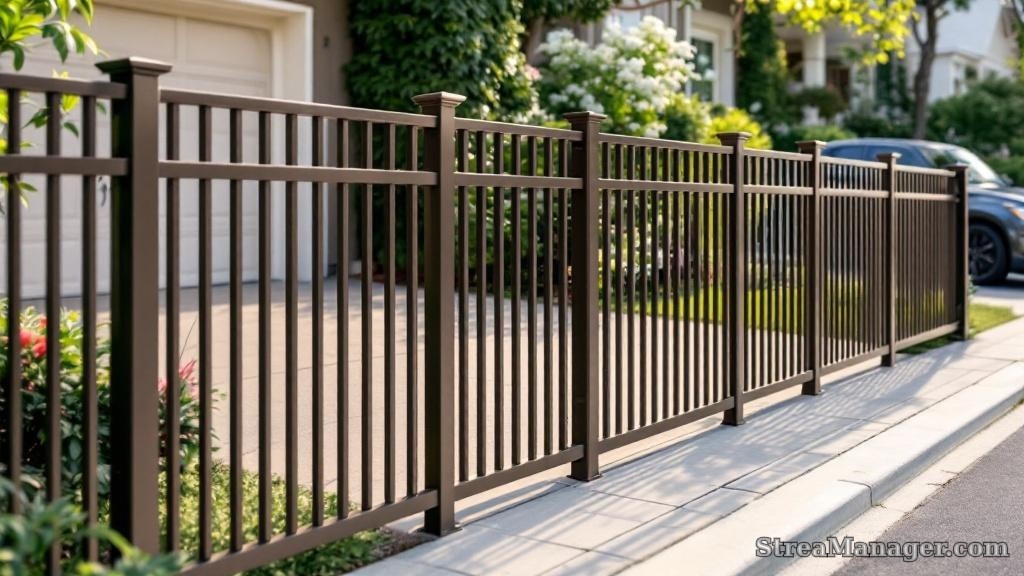 Aluminum Fence Driveway Bronze - aluminum fence