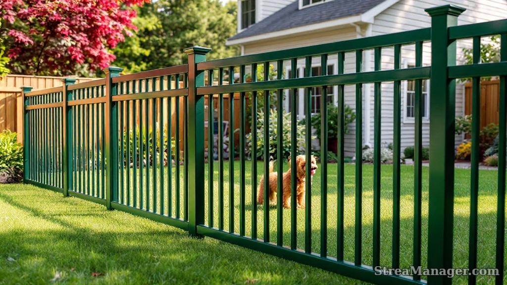 Aluminum Fence Pet Area Dark green - aluminum fence