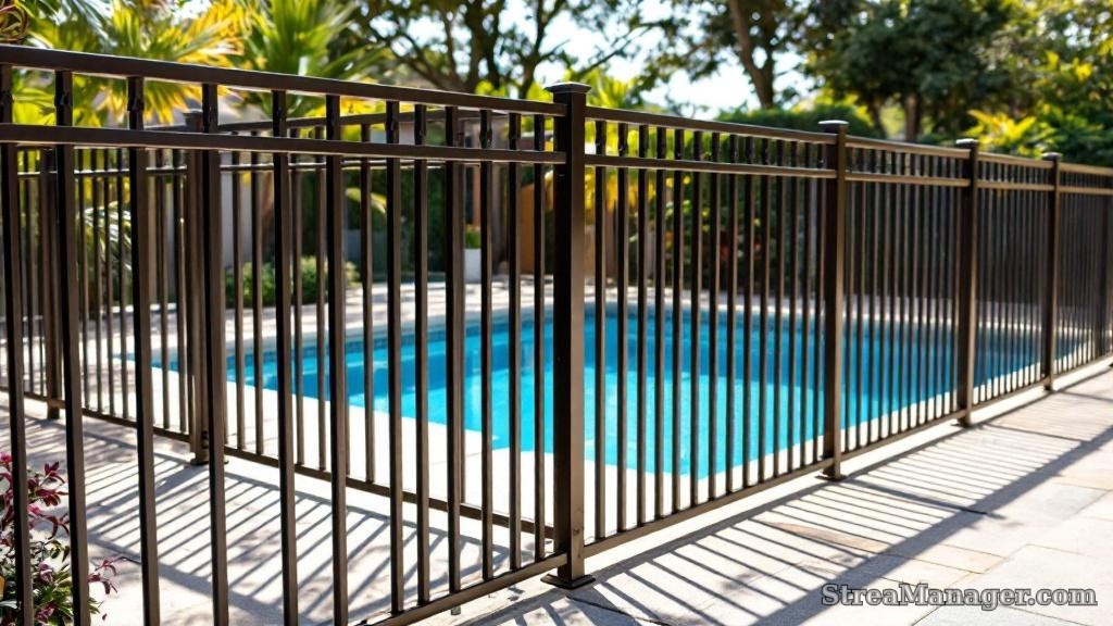 Aluminum Fence Pool Bronze - aluminum fence